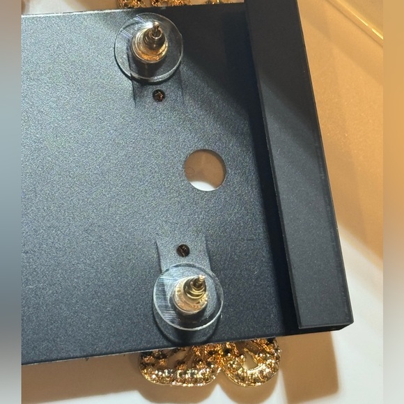 Saks Fifth Ave Gold Tone Butterfly with Black Crystal Post Earrings - Picture 4 of 4